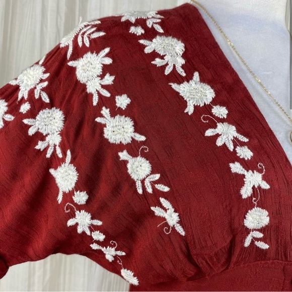 Free People Love to Love You red midi dress with embroidery size XS - Picture 4 of 8